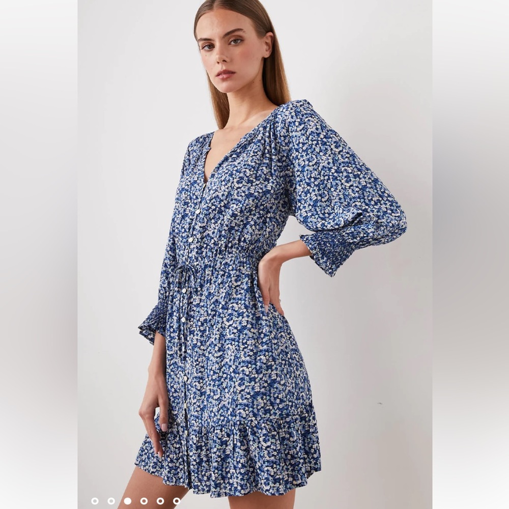 RAILS Eliza Dress Ice Chrysanthemum Blue Floral Size XL NWT